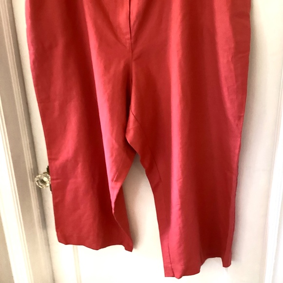 Emma James Linen Blend Capri Pants Women’s Plus 24W Coral Pink Flat Front Summer - Picture 5 of 13